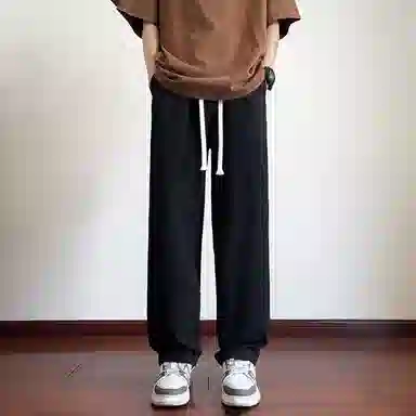 哲源 美式高街复古风简约纯色长裤夏季薄款垂感百搭棉麻直筒裤潮牌舒适痞帅运动休闲裤 男女同款