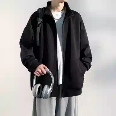 哲源 美式高街复古学院风少年感外套提花满印字母螺纹袖口开衫拉链设计感潮牌百搭宽松舒适时尚休闲夹克 男女同款