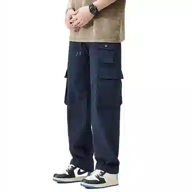 哲源 美式高街复古风夏季宽松多口袋潮牌直筒裤松紧腰抽绳系带设计感日常通勤山系户外休闲工装裤 男女同款