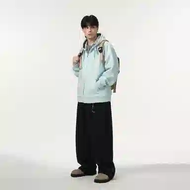 哲源 美式复古重磅开衫连帽男款春秋外套格子拼接设计感上衣潮牌百搭宽松舒适潮流痞帅情侣款休闲卫衣 男女同款
