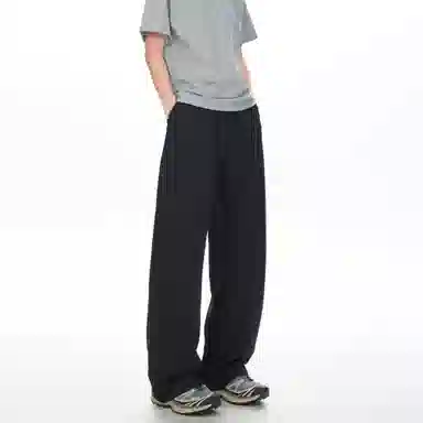 哲源 美式高街纯色简约风设计感夏季薄款冰丝凉感透气松弛感弯刀裤日常通勤百搭宽松显高显瘦休闲裤 男女同款