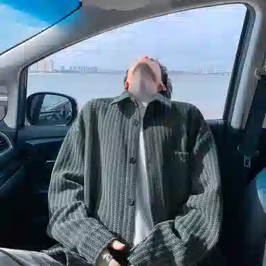 哲源 美式高街学院风秋季复古鱼骨条纹翻领单排扣设计感上衣潮牌百搭宽松舒适慵懒垂感情侣款休闲衬衫 男女同款