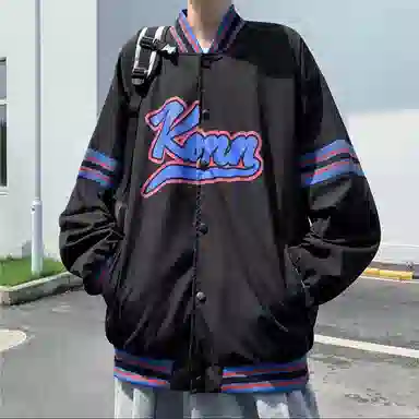 哲源 美式复古嘻哈风棒球服拼接撞色字母印花设计感春秋外套潮牌百搭宽松舒适日常通勤潮流痞帅飞行员休闲夹克 男女同款