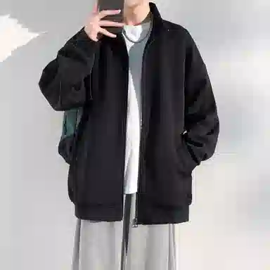 哲源 美式高街复古学院风少年感外套提花满印字母螺纹袖口开衫拉链设计感潮牌百搭宽松舒适时尚休闲夹克 男女同款