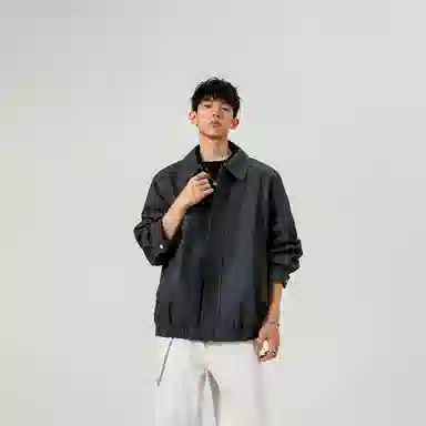 哲源 美式复古高街风上衣秋季扎染翻领做旧设计感简约外套潮牌百搭宽松大码潮流痞帅飞行员休闲夹克 男女同款