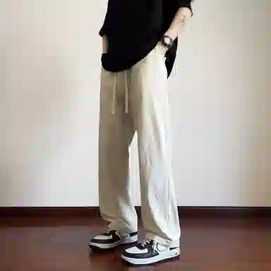 哲源 美式高街复古风简约纯色长裤夏季薄款垂感百搭棉麻直筒裤潮牌舒适痞帅运动休闲裤 男女同款