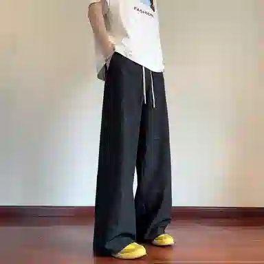 哲源 美式高街潮牌慵懒感复古脏脏扎染速干凉感冰丝裤直筒阔腿裤子街头潮流宽松百搭卫裤垂感拖地休闲裤 男女同款
