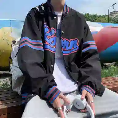 哲源 美式复古嘻哈风棒球服拼接撞色字母印花设计感春秋外套潮牌百搭宽松舒适日常通勤潮流痞帅飞行员休闲夹克 男女同款