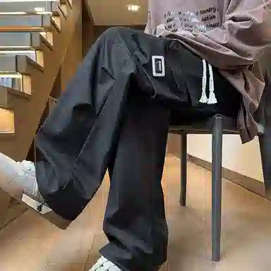 哲源 美式复古高街纯色设计感直筒潮牌百搭宽松垂感阔腿休闲工装裤 男女同款