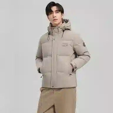 雅鹿 加厚休闲保暖连帽羽绒服 男款