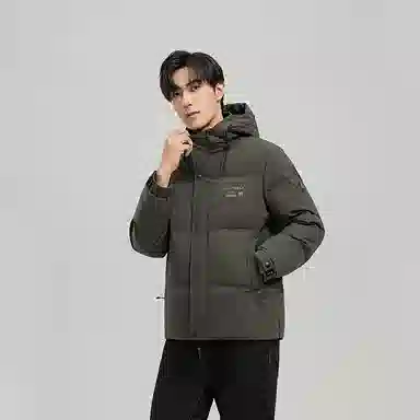 雅鹿 加厚休闲保暖连帽羽绒服 男款