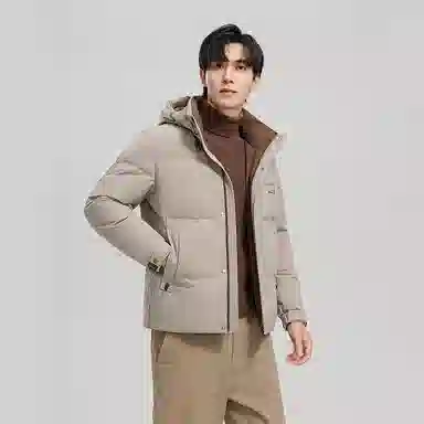 雅鹿 加厚休闲保暖连帽羽绒服 男款