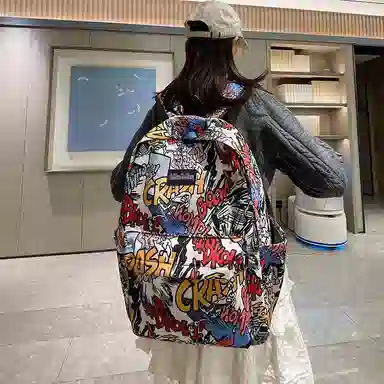 垣途者 涂鸦韩版卡通高级 尼龙 双肩包 常规 男女同款情侣款 多色