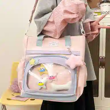 垣途者 日系少女痛包单肩补课袋上课书包 尼龙 斜挎手提包 常规 女款 多色