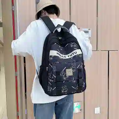 垣途者 潮牌满印小熊书包学生大容量 牛津布 双肩包 常规 男女同款情侣款 多色