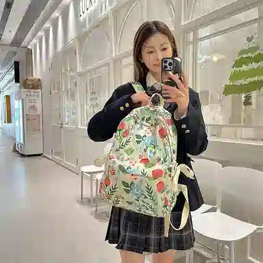 垣途者 复古小花高颜值学生书包百搭学院风校园大容量 尼龙 双肩包 女款 多色