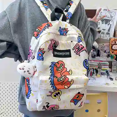 垣途者 涂鸦小怪兽学生书包背包 尼龙 双肩包 常规 男女同款情侣款 多色
