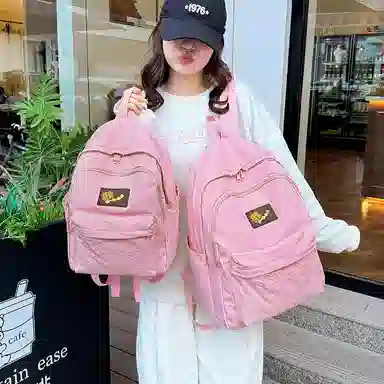 垣途者 书包女学生日系休闲简约日常通勤时尚百搭 防水面料 双肩包 女款 白色粉色黄色蓝色绿色