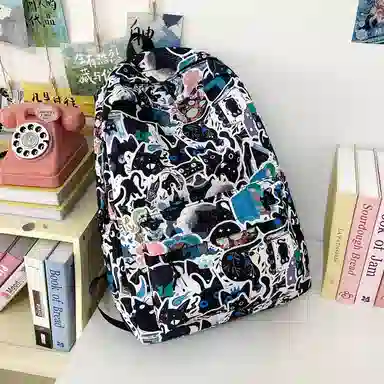 垣途者 满印涂鸦学生韩版初高中大学生 复合布 书包背包双肩包 女款 多色