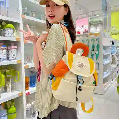 垣途者 小清新撞色 尼龙 双肩包 女款 拼色