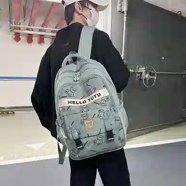 垣途者 潮牌满印小熊书包学生大容量 牛津布 双肩包 常规 男女同款情侣款 多色