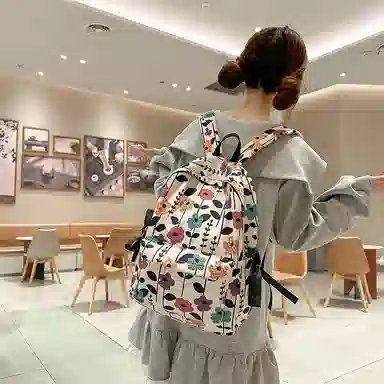 垣途者 复古小花高颜值学生书包百搭学院风校园大容量 尼龙 双肩包 女款 多色