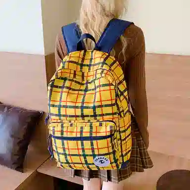 垣途者 美式高街大容量潮流 尼龙布 双肩包 大号 男女同款情侣款 黄色