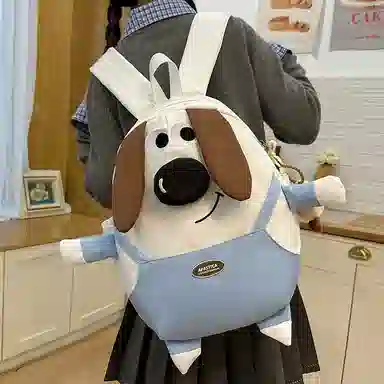 垣途者 可爱丑萌学生书包背包 尼龙 双肩包 常规 女款 白色/黑色/卡其色