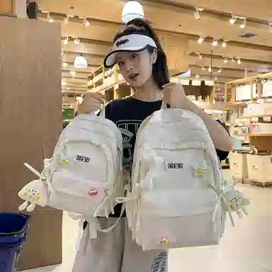 垣途者 日系可爱少女书包初高中大学生学院风背包 尼龙 双肩包 女款 粉色白色黑色紫色黄色绿色