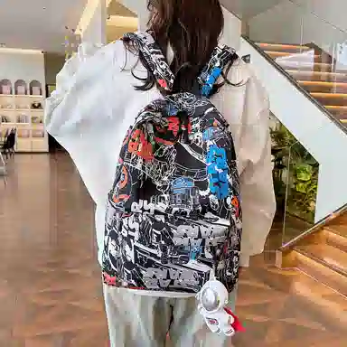 垣途者 涂鸦学生韩版初高中大学生潮流背包 牛津布 双肩包 常规 男女同款情侣款 多色