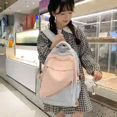 垣途者 大容量撞色书包韩版学生简约百搭 尼龙 双肩包 常规 女款 多色