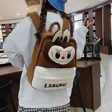 垣途者 可爱卡通动漫背包旅游日常通勤 毛绒 双肩包 常规 女款 棕色