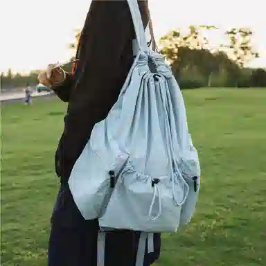 垣途者 休闲运动学生 尼龙 双肩包 男女同款情侣款 白色