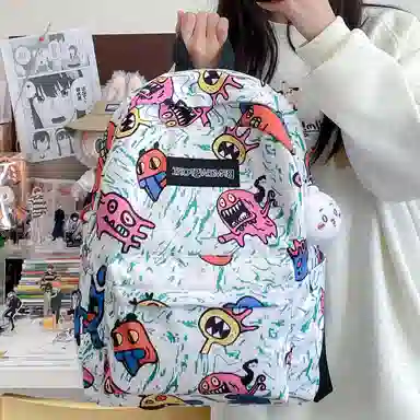 垣途者 涂鸦小怪兽学生书包背包 尼龙 双肩包 常规 男女同款情侣款 多色
