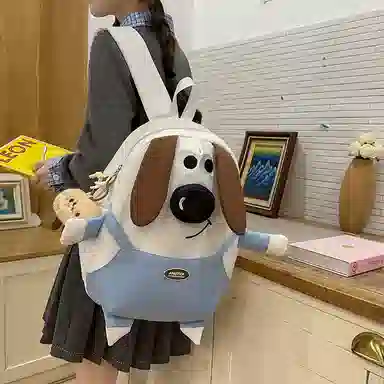 垣途者 可爱丑萌学生书包背包 尼龙 双肩包 常规 女款 白色/黑色/卡其色