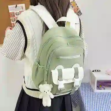 垣途者 日系简约书包韩版背包 尼龙 双肩包 常规 女款 白色/粉色/黑色/绿色/橘色