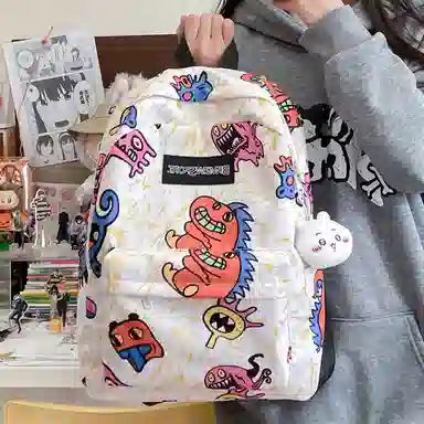 垣途者 涂鸦小怪兽学生书包背包 尼龙 双肩包 常规 男女同款情侣款 多色