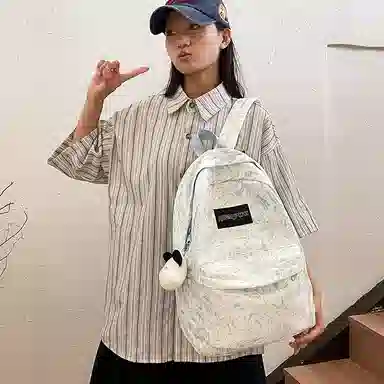 垣途者 美式水纹涂鸦学生书包初高中大学生 尼龙 背包双肩包 常规 男女同款情侣款 多色