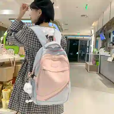 垣途者 大容量撞色书包韩版学生简约百搭 尼龙 双肩包 常规 女款 多色