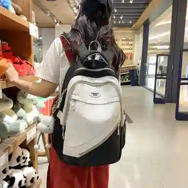 垣途者 大容量撞色书包韩版学生简约百搭 尼龙 双肩包 常规 女款 多色