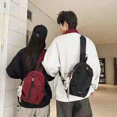 垣途者 潮牌休闲百搭潮牌学生挎包运动骑行包 尼龙 胸包 男女同款情侣款 黑色