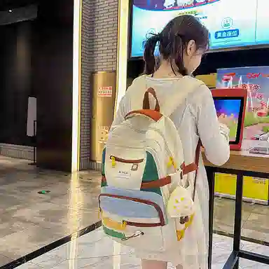 垣途者 书包女学生日系小清新撞色 尼龙 双肩包 常规 女款 多色