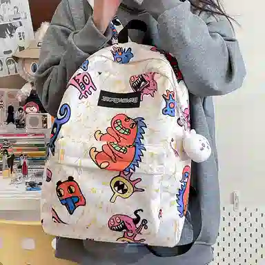 垣途者 涂鸦小怪兽学生书包背包 尼龙 双肩包 常规 男女同款情侣款 多色