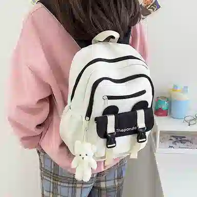 垣途者 日系简约书包韩版背包 尼龙 双肩包 常规 女款 白色/粉色/黑色/绿色/橘色