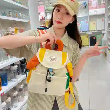 垣途者 小清新撞色 尼龙 双肩包 女款 拼色