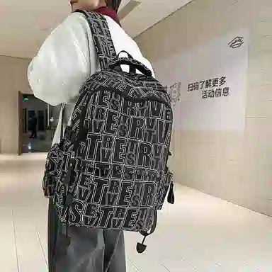 垣途者 大容量涂鸦时尚 尼龙 双肩包 男女同款情侣款 白色/黑色