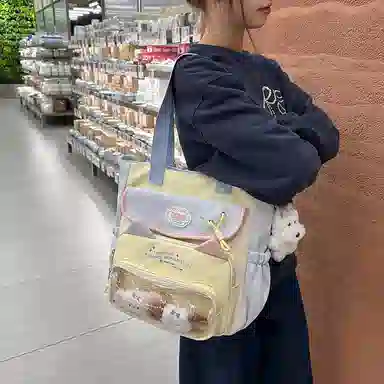 垣途者 日系可爱拎书袋百搭大容量学生书包 尼龙 手提单肩斜挎包 女款 多色