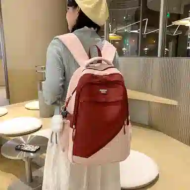 垣途者 大容量撞色书包韩版学生简约百搭 尼龙 双肩包 常规 女款 多色