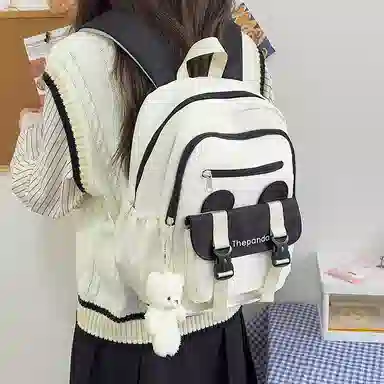 垣途者 日系简约书包韩版背包 尼龙 双肩包 常规 女款 白色/粉色/黑色/绿色/橘色