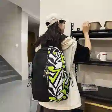 垣途者 涂鸦拼接学生书包初高中大学生街头潮流大容量 尼龙 双肩包 常规 男女同款情侣款 多色